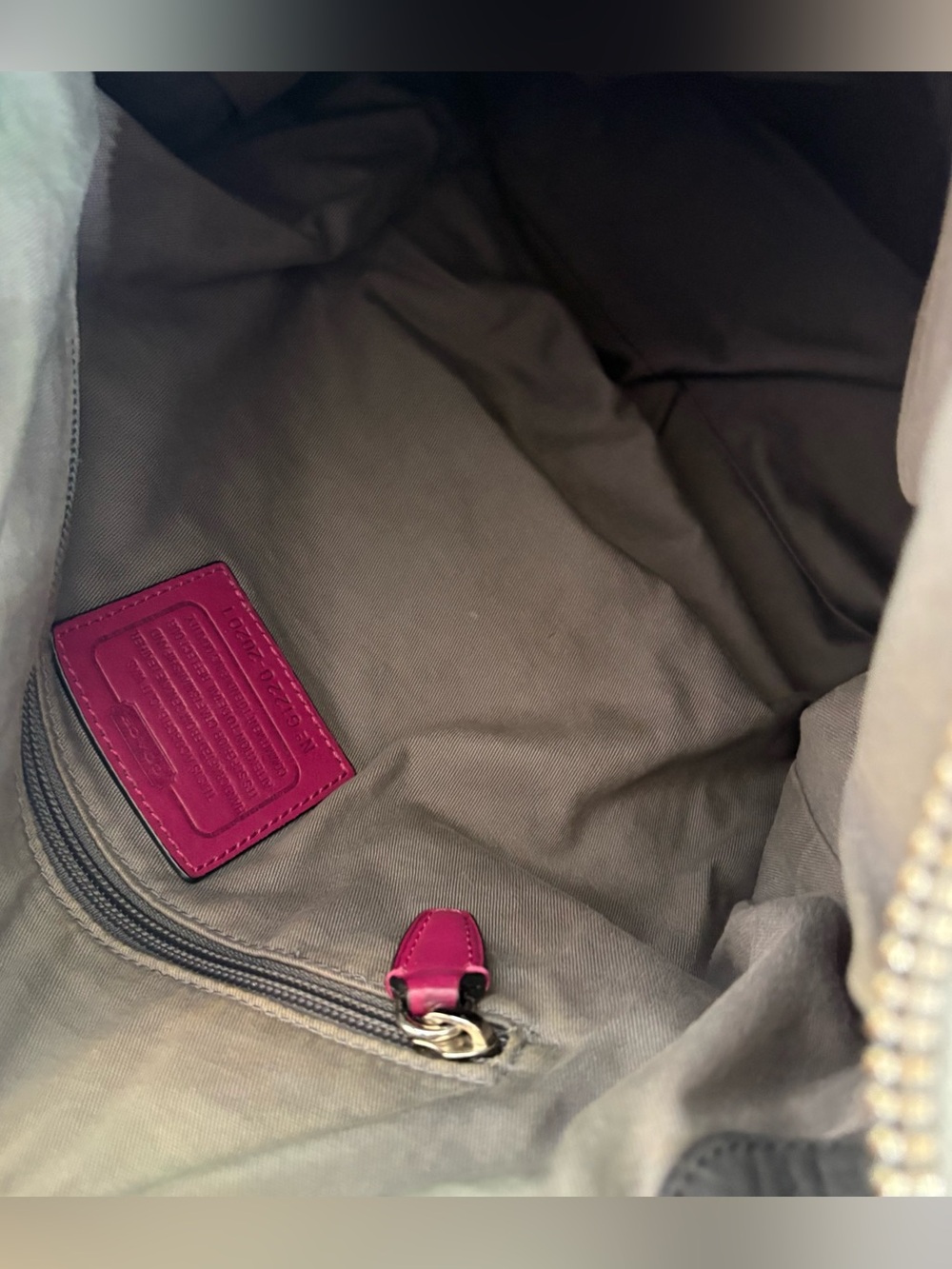 Coach Legacy Rory Textured Pebbled Leather Bobo in the Graphite/Berry colorway - Picture 11 of 17